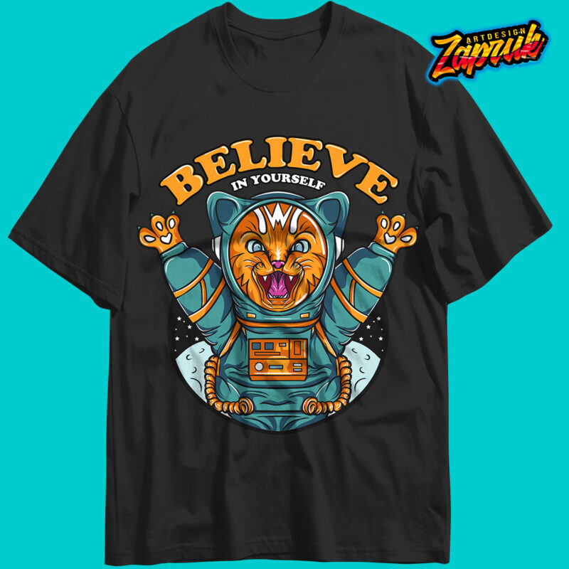 PNG Believe in yourself cat astronaut artwork tshirt design for sale