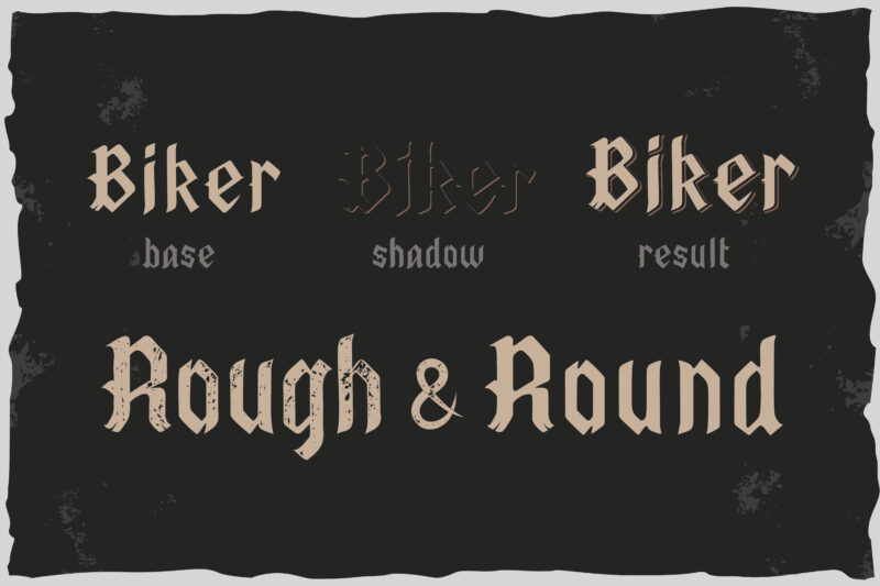 Old Biker. Gothic style vintage label font.