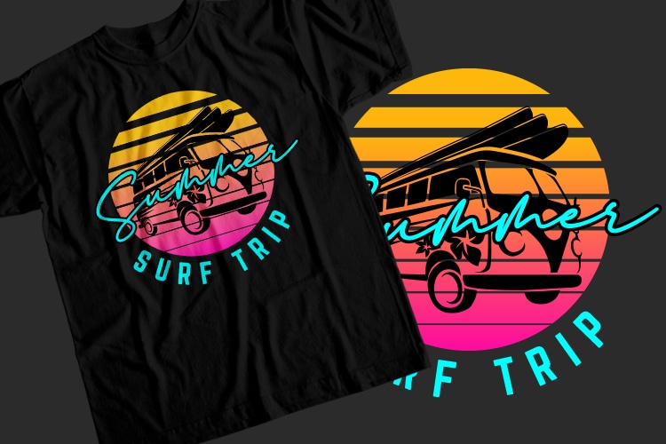 30 Summer Surfing T-Shirt Design Bundle