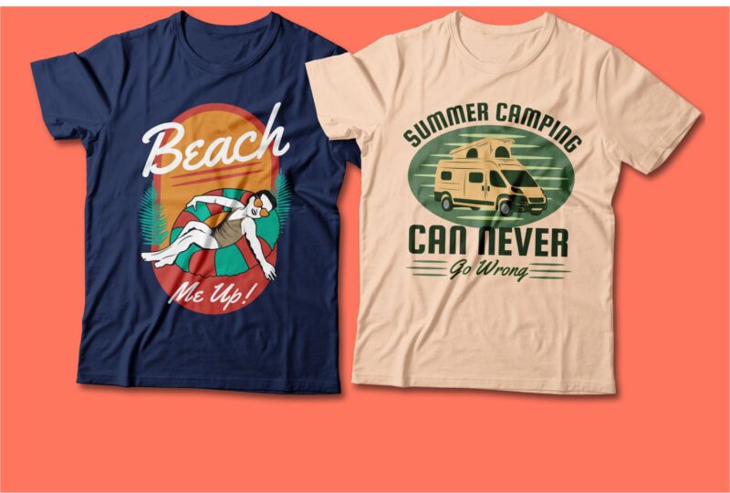 Summer theme t-shirt design bundle, beach t shirt design collection, surf and paradise t shirt design vector pack #3, summer t shirt design mini bundle