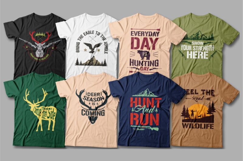 50 Hunter bundle editable t shirt designs, Hunting t shirt, Vector t shirt design pack