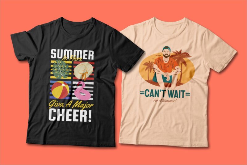 Summer theme t-shirt design bundle, beach t shirt design collection, surf and paradise t shirt design vector pack #3, summer t shirt design mini bundle