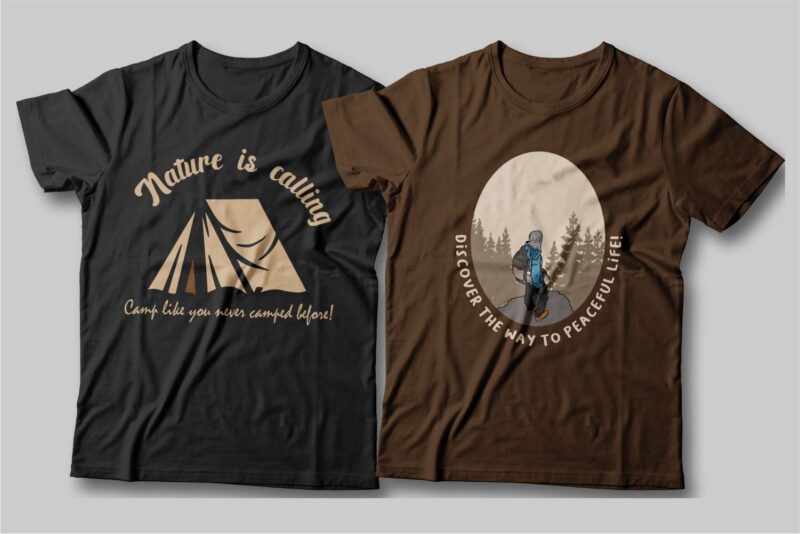 Camping t shirt designs bundle, Camping slogan t shirt design, Adventure t shirt design, Campfire t shirt design, Hiking t shirt design, t shirt designs for POD, Wildlife t shirt,