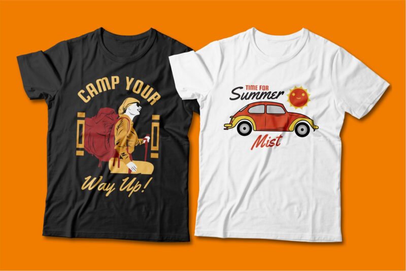 Summer theme t-shirt design bundle, Camping t shirt design collection ...