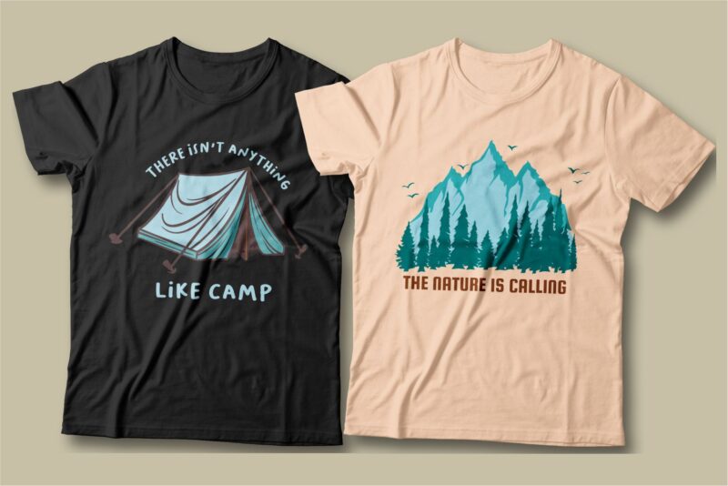 Camping t shirt designs bundle, Camping slogan t shirt design, Adventure t shirt design, Campfire t shirt design, Hiking t shirt design, Wildlife t shirt, Vector t shirt design, t