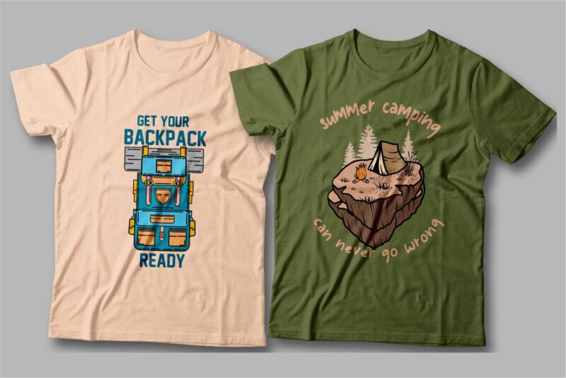 Camping t shirt designs bundle, Camping slogan t shirt design, Adventure t shirt design, Campfire t shirt design, Hiking t shirt design, t shirt designs for POD, Backpack t shirt, Vector t shirt design, t shirt design for camping, summer t shirt design