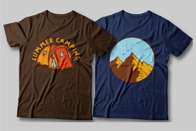 Camping t shirt designs bundle, Camping slogan t shirt design, Adventure t shirt design, Campfire t shirt design, Hiking t shirt design, t shirt designs for POD, Wildlife t shirt,