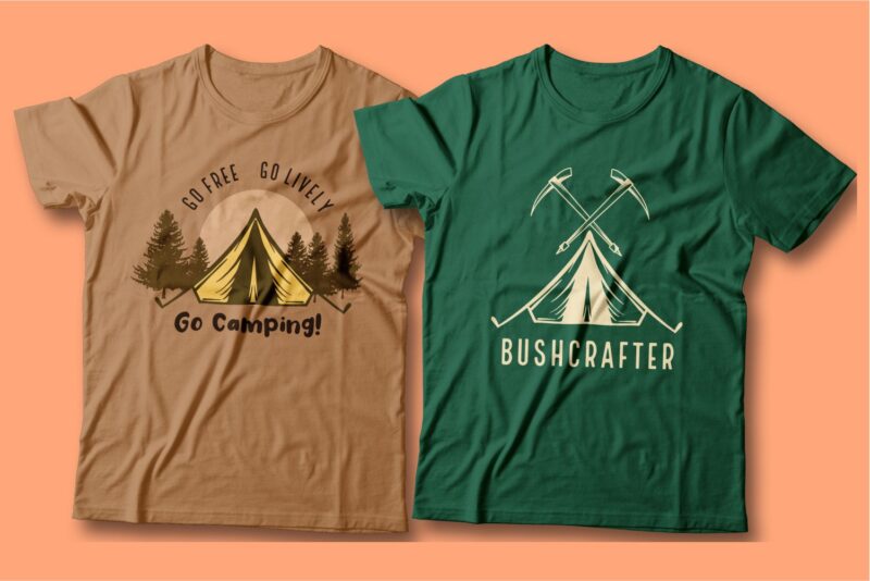 Camping t shirt designs bundle, Adventure t shirt design, Campfire t shirt design, Hiking t shirt design, t shirt designs for POD, Wildlife t shirt, Vector t shirt design, t
