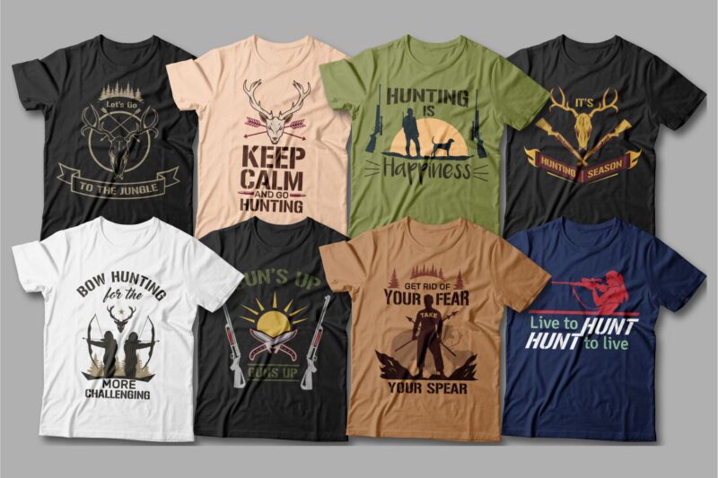50 Hunter bundle editable t shirt designs, Hunting t shirt, Vector t shirt design pack