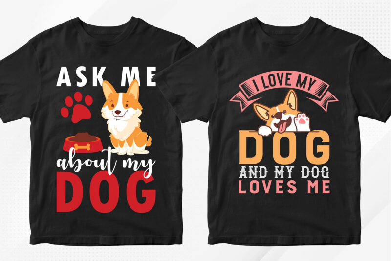 Dog T-shirt Designs Bundle – 50 Editable Dog Vector T shirt Designs Bundle