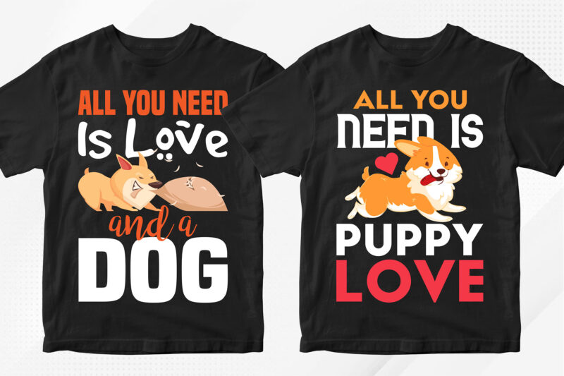 Dog T-shirt Designs Bundle – 50 Editable Dog Vector T shirt Designs Bundle