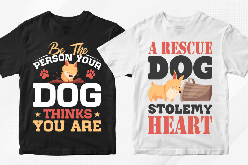 Dog T-shirt Designs Bundle – 50 Editable Dog Vector T shirt Designs Bundle