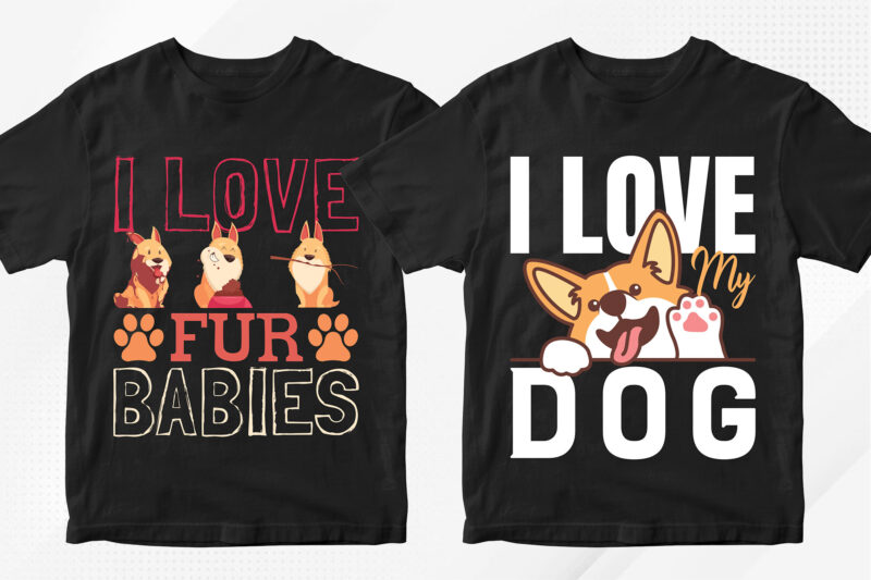 Dog T-shirt Designs Bundle – 50 Editable Dog Vector T shirt Designs Bundle