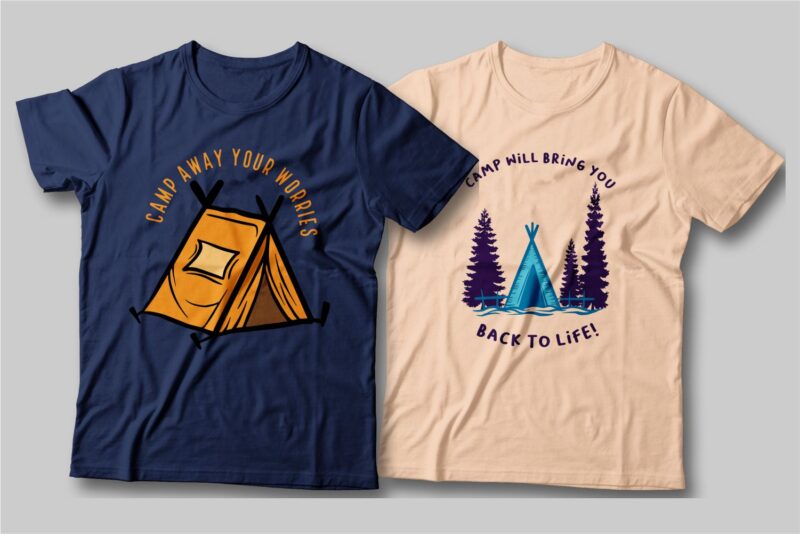 Camping t shirt designs bundle, Camping slogan t shirt design, Adventure t shirt design, Campfire t shirt design, Hiking t shirt design, t shirt designs for POD, Wildlife t shirt,