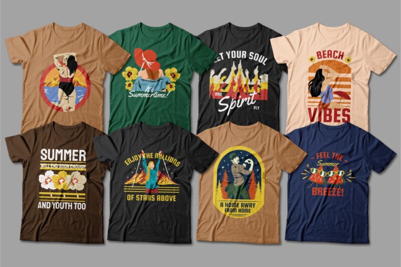 t-shirt vector Summer t-shirt designs bundle, Surfing t shirt design, Paradise t shirt design, Beach t shirt design, Beach, Tropical, Vocation, Holiday