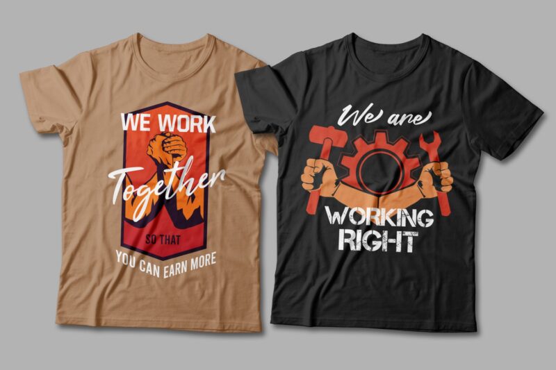 Worker t-shirt designs Bundle. workers day t-shirt design. Labor T shirt design collection. Vector t shirt design for labor and worker. Illustration. Work hard t shirt design pack