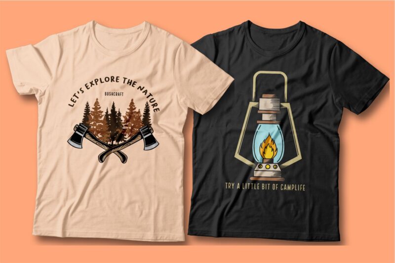 Camping t shirt designs bundle, Adventure t shirt design, Campfire t shirt design, Hiking t shirt design, t shirt designs for POD, Wildlife t shirt, Vector t shirt design, t