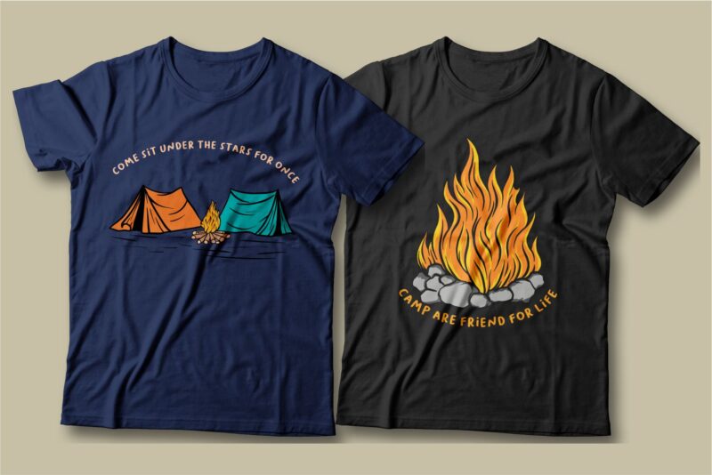 Camping t shirt designs bundle, Camping slogan t shirt design, Adventure t shirt design, Campfire t shirt design, Hiking t shirt design, Wildlife t shirt, Vector t shirt design, t