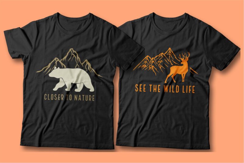 Camping t shirt designs bundle, Adventure t shirt design, Campfire t shirt design, Hiking t shirt design, t shirt designs for POD, Wildlife t shirt, Vector t shirt design, t