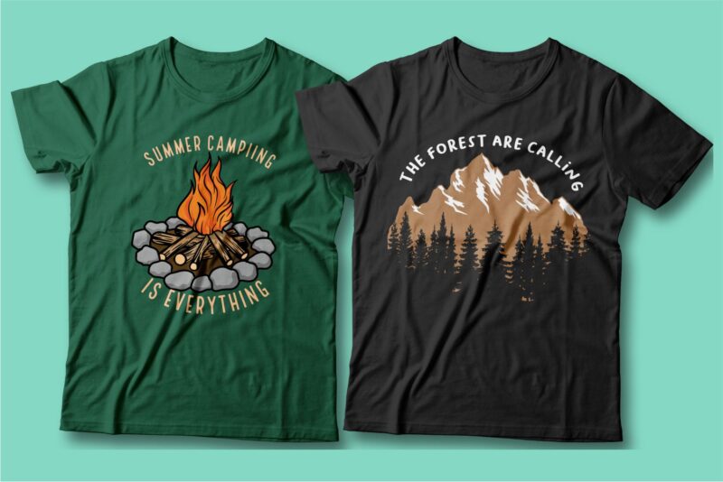 Camping t shirt designs bundle, Camping slogan t shirt design, Adventure t shirt design, Campfire t shirt design, Hiking t shirt design, Wildlife t shirt, Vector t shirt design, t shirt design for camping, summer t shirt design