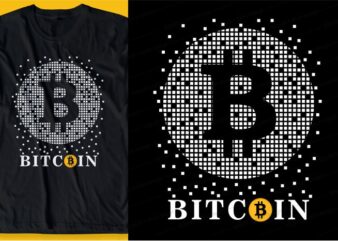 BITCOIN PIXELS t shirt design typography graphic, vector, illustration lettering