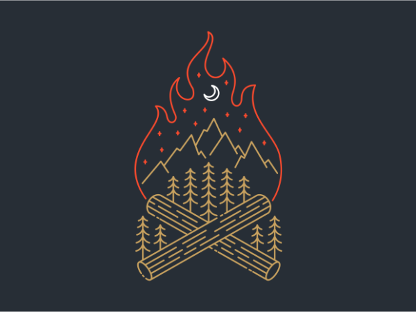Campfire and nature t shirt vector file