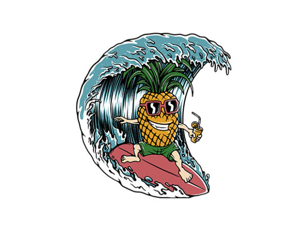 Pineapple surfer t shirt illustration