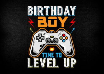 Birthday Boy Time to Level Up Video Game Birthday Gift Boys T-Shirt Design.