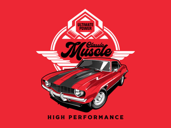 Classic muscle performance t shirt vector file