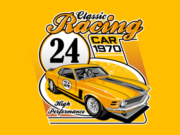 Classic racing car t shirt vector file