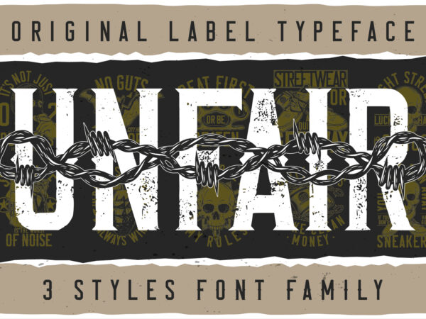 Unfair font and t-shirts bundle