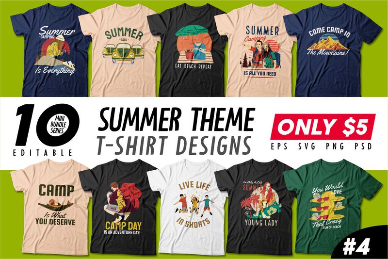 Summer season t-shirt design bundle, beach t shirt design collection ...