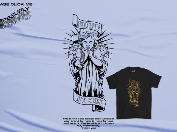 Wish forgive my sins. black and gold t shirt design for sale