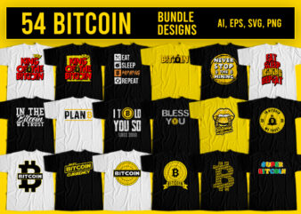 54 bitcoin, 54 bitcoin digital currency T-Shirt Design Bundle for Commercial Use