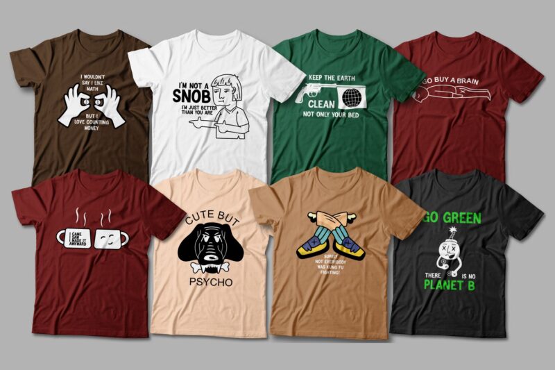 Funny t shirt design bundle, Funny svg bundle, T shirt design slogan, Creative quotes t shirt, Vector
