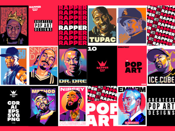 Greatest pop art designs bundle #1- rap artworks theme