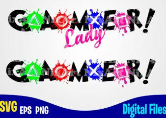 Gamer Lady, Playstation Buttons, Funny Playstation Gamer design svg eps, png files for cutting machines and print t shirt designs for sale t-shirt design png