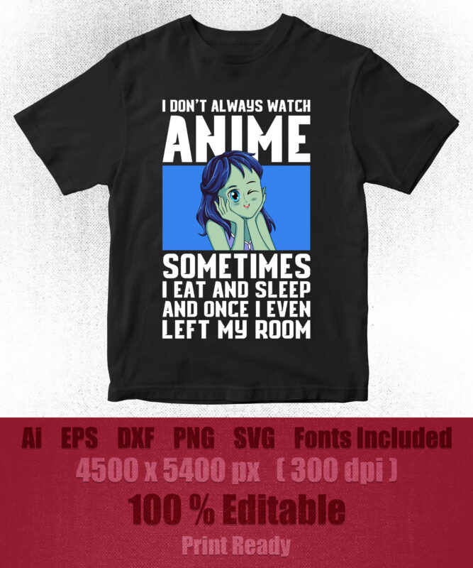 Women Teen Girls Men Anime Merch Anime Lovers Editable T-Shirt Design