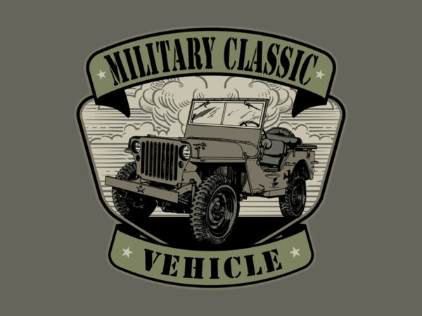Military classic vehicle t shirt designs for sale
