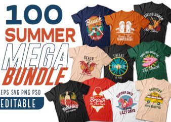 Summer t-shirt designs bundle, Surfing t shirt design, Paradise t shirt design, Beach t shirt design, Beach, Tropical, Vocation, Holiday