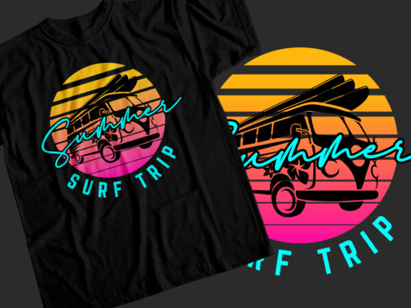 Summer surf trip t-shirt design
