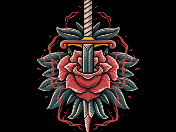 Rose and knife tshirt design