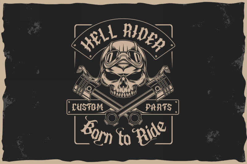 Old Biker. Gothic style vintage label font.