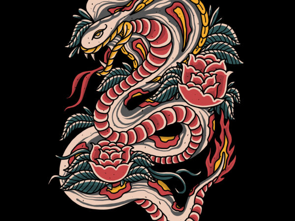 Snake and rose tshirt design