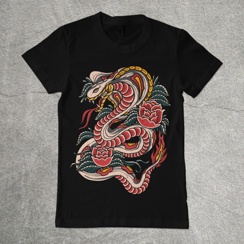 Snake and Rose tshirt design