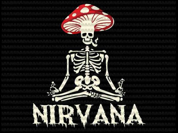 Nirvana svg, mushroom skeleton svg, skeleton svg, funny skeleton svg, png, dxf, eps files T shirt vector artwork