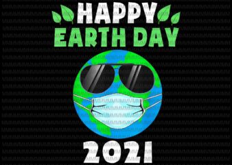 Happy Earth Day 2021 Vector, Funny Earth Wearing Mask Kids Toddler Png, Earth Day design