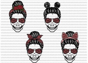 Messy Bun svg, mom life sunglasses and headband Svg, Messy Bun with leopard Svg, Mother’s day Svg t shirt designs for sale
