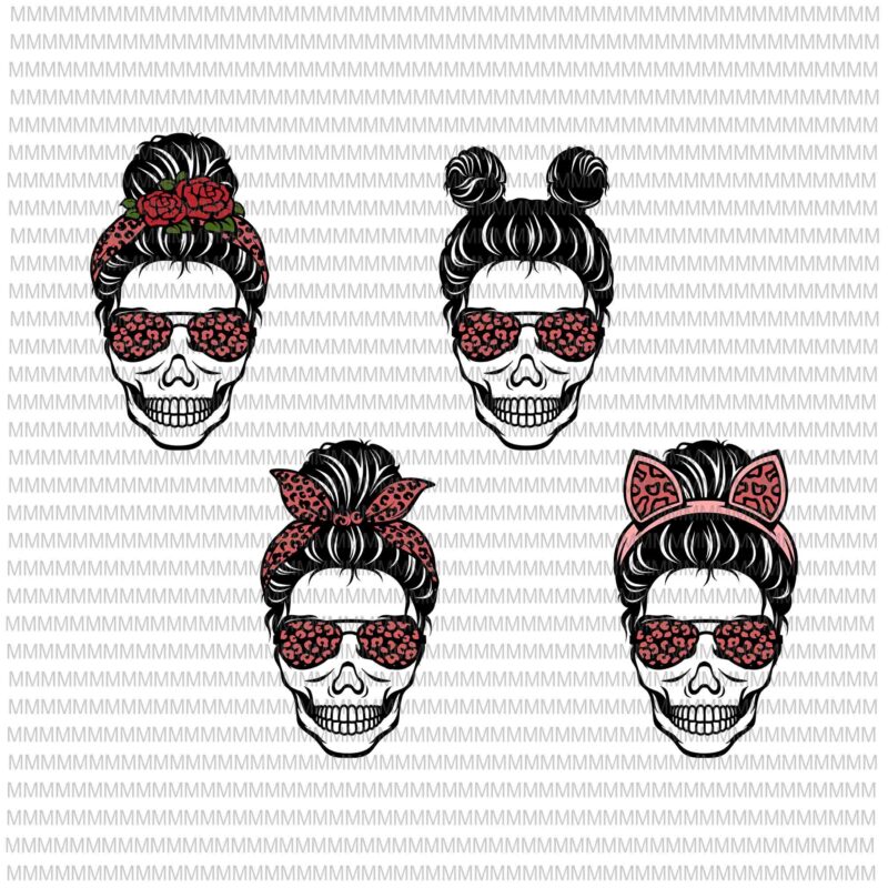 Messy Bun svg, mom life sunglasses and headband Svg, Messy Bun with leopard Svg, Mother’s day Svg
