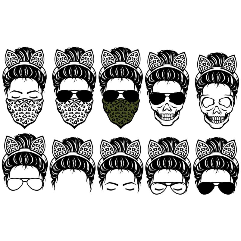 Download Messy Bun Svg Mom Life Sunglasses And Headband Svg Messy Bun With Leopard Svg Mother S Day Svg Buy T Shirt Designs